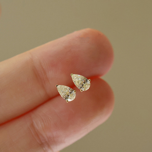 Aazuo, joyería fina de 18 quilates, oro amarillo macizo, diamantes naturales auténticos, pendientes clásicos con forma de pera, regalo para mujer y niño, uso diario, Au750 - Product Image 4