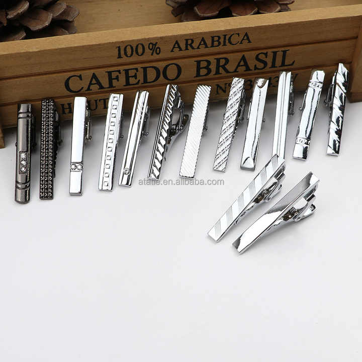 Saxophone Music Base Musician Tie Clip Silver Black Wedding Bar Clasp
