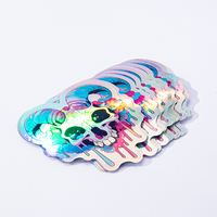 Étiquette de logo numérique d'impression vinyle personnalisée autocollants holographiques réfléchissants au laser découpés autocollant holographique à paillettes arc-en-ciel