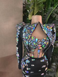 Conjunto Sexy de 3 Piezas con Lentejuelas de Top, Falda y Chaqueta para Mujer, Atuendo de Bailarina para Espectáculo de <span class=keywords><strong>DJ</strong></span>, Actuación en Escenario y Festival, Mini Vestido para Discoteca y Fiesta - Product Image 6