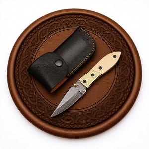 New Arrivals Custom OEM Handmade Damascus Steel <b>Bone</b> <b>Handle</b> <b>Knife</b> Fixed Blade Leather Sheath pocket <b>knife</b> for Sale - Product Image 6