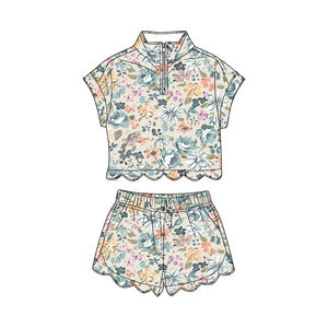 Conjunto Infantil GSSO3570 Personalizado, Camiseta Casual de Manga Corta con Estampado de Carrito de Golf Verde para Niña, Venta al Por Mayor - Product Image 5