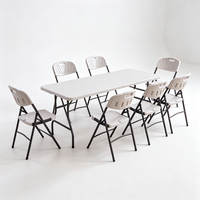Chaises et tables pliantes pour le camping en plein air, les événements de restauration, les salons professionnels, table pliante de 6 pieds avec chaise Moon incluses