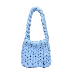 Custom Fashion Women Hand Bag Soft Wool Material Tote Bag for Ladies Daily Girls DIY Shoulder Bag