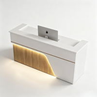 Comptoir de réception moderne personnalisé, comptoir d'accueil commercial avec éclairage LED, design en bois pour mobilier de hall d'accueil de bureau