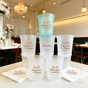 350ml Custom Logo U Shape Luxury Disposable Plastic Cup for <b>Wedding</b> bar Frosted Clear Smoothie PP Hard Cup <b>Bubble</b> Milk Tea Cups - Product Image 1