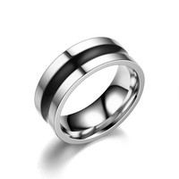 Bague en acier inoxydable noir émaillé pour homme, style rétro, tendance, pour mariage et fiançailles, bijoux très demandés