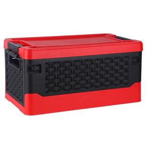 Camping Plastic Foldable Storage Box Collapsible Storage Bin Folding Stackable Container With Handles With Lid