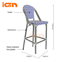 Tabouret de bar empilable en tissu confortable pour la maison, le café en plein air et les bars – Chaise haute de mobilier de bar