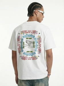 Camiseta Blanca Oversize de Hombre con Estampado Gráfico Colorido de Corredores, Estilo Urbano, Cuello Redondo, Manga Corta, de Algodón - Product Image 2