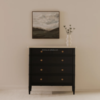 Commode moderne de haute qualité en bois, 5 tiroirs, en chêne noir antique avec plateau en marbre, ensemble de meubles de chambre à coucher