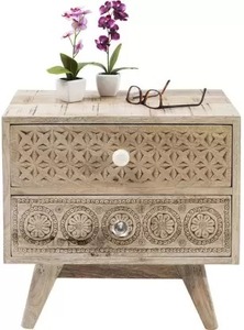 WDN BEDSIDE 2 DRWR TALLA A MANO-MANGO DE MADERA Más nuevo Venta caliente de muebles al por mayor - Product Image 2