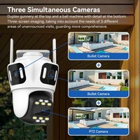 Cámara Wifi PTZ Wistino P2P ICSEE de Tres Lentes y Tres Pantallas, Cámara IP Exterior 6K HD con Seguimiento Automático, Cámaras de Seguridad con Video Wifi