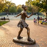 Sculpture de joueuse de tennis féminine grandeur nature, style antique, en bronze, pour l'Académie de Tennis Plaza, statue en bronze