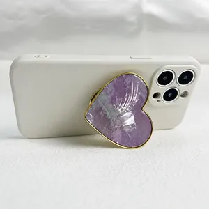 Coque de luxe en forme de coeur goutte adhésif électroplaqué Transparent Soncket téléphone parler <span class=keywords><strong>Tok</strong></span> coque en forme de coeur poignée de téléphone portable - Product Image 3