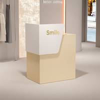 Comptoir de caisse pour petit salon de beauté et de manucure, réception pour influenceurs, simple, économique, commercial, de style crème, table de bar oblongue