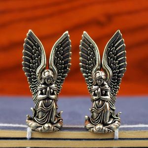 Statuette d'ange unique en laiton électroplaqué, statue de gardien en métal au style religieux et moderne pour la maison et les cadeaux - Product Image 3