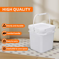 Seau en plastique PP carré de qualité alimentaire ZEDA, durable et personnalisé, 5L/10L, avec couvercle et poignée, utilisé pour le stockage des aliments