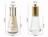 Nouveau Style 30mL Eco Friendly Soins De La Peau Sérum Clair Presse Pompe Cosmétique Verre Ovale Parfum Huile Essence Sérum Bouteilles Compte-gouttes