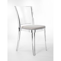 Chaise de salle à manger transparente Lucienne avec coussin rembourré en tissu boucle de sable modèle 20BCL20001