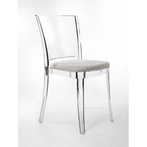 Sedia da pranzo trasparente Lucienne con cuscino imbottito in tessuto di sabbia modello 20 bcl20001 - Product Image 1