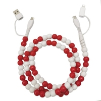 Câble de charge USB-C personnalisé en acrylique perlé avec transfert de données, protection et décoration – Couleur raisin bonbon