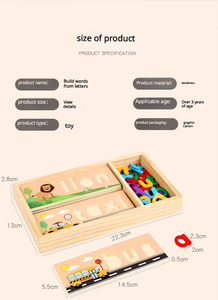 Jeu d'orthographe en bois, puzzle alphabet, jouet éducatif Montessori, jouet d'apprentissage de l'anglais pour la maternelle, pour les tout-petits et les enfants, vente en gros - Product Image 6