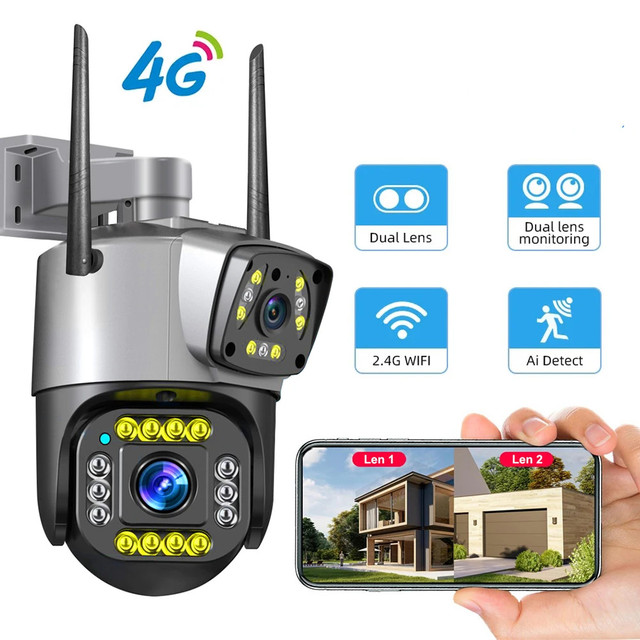 Outdoor Security CCTV Dome Camera 8MP Dual Lens Night Vision WIFI PTZ CMOS Sensor Day/Night Two-Way Audio Cloud Storage