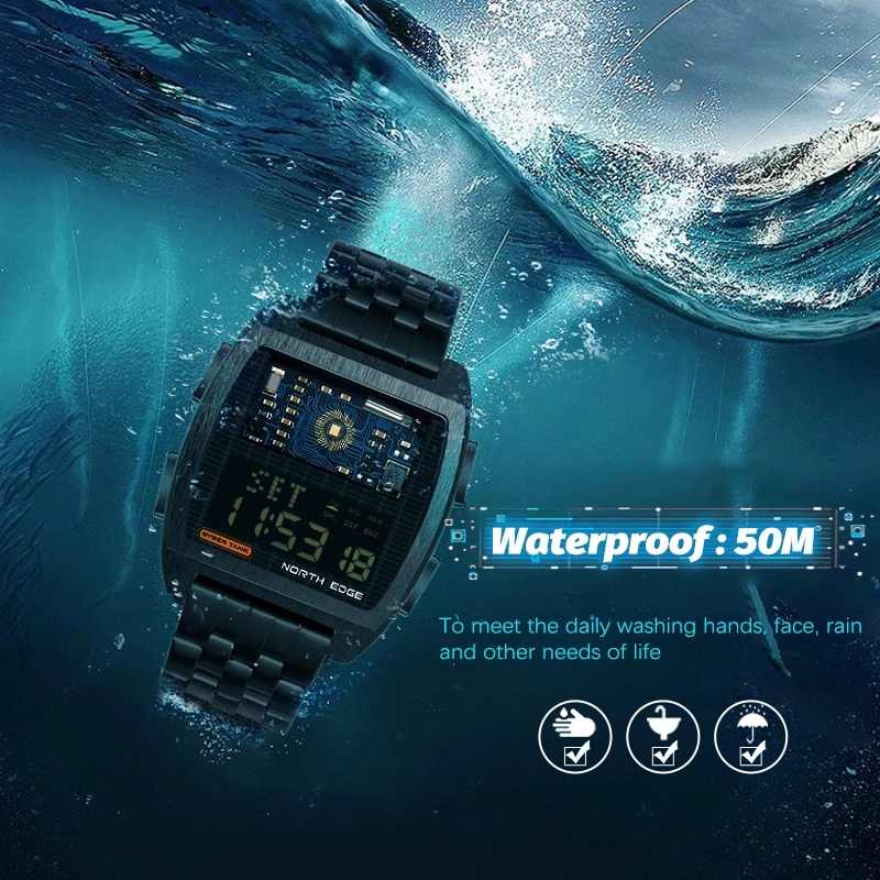 NORTH EDGE Men's Digital Watch - Retro Industrial Style