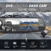 Dash Cam Kamera Spion 4.3 inci DVR Monitor Kamera Belakang Sistem Perekaman Video Dual Kamera Full HD 1080p dengan Sensor-G Terintegrasi