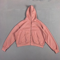 Sweat à capuche Clean Fit 400 Gsm pour fabricant de vêtements, style vintage délavé à l'acide, en molleton de coton surdimensionné avec fermeture éclair