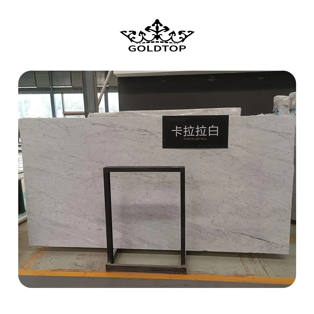 GOLDTOP White Harga Marmer Carrara White Marble Slab Stone Carrera Marble for Countertops and Flooring