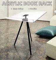 Support de livre en acrylique transparent avec base trépied, support de lecture réglable pour livres et tablettes