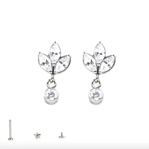 New Fashion Jewelry Titanium Diamond Pendant Earrings Simple Internally Threaded Piercing Jewelry