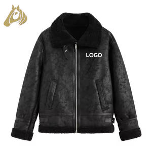 Chaqueta de Cuero con Piel Integrada, Estilo Retro Europeo Americano, Piel de Cordero, Moda de Marca, Chaqueta de Motociclista para Hombre - Product Image 1