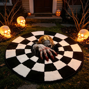 Alfombras de Halloween con diseño de esqueleto de demonio, alfombra personalizada, alfombras de Halloween con diseño de fantasma, alfombra redonda para sala de estar, alfombra con efecto de desvarío visual - Product Image 2