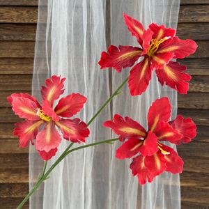 Fleurs d'iris artificielles en soie Pingping Craft pour décorations de mariage, maison et hôtel – Petites compositions florales à 3 têtes - Product Image 4