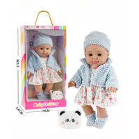 Geschenkset für Kinder Vollvinyl-Babypuppe Niedliche Neugeborenen-Puppe mit Mütze und Kleidung Rollenspielzeug mit Plüschtasche