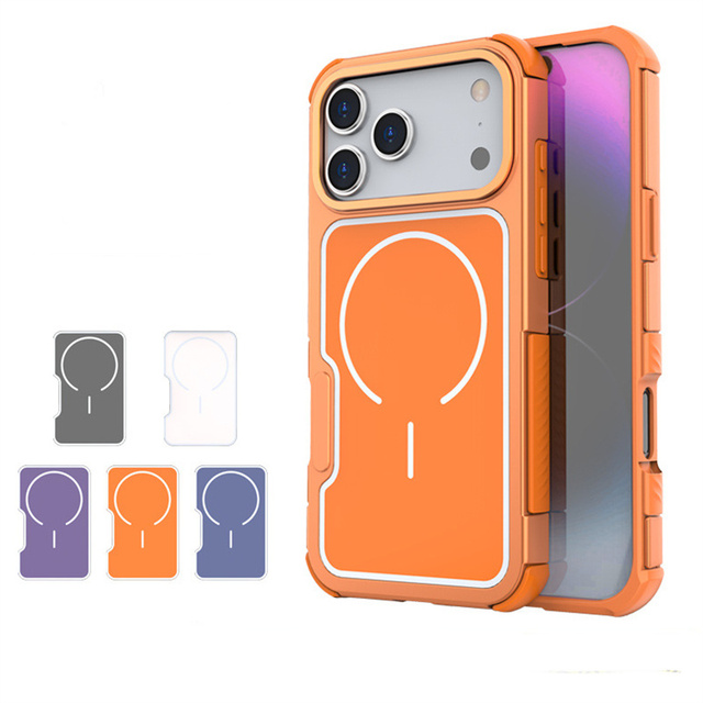Bumper Aluminum alloy frame Replace Mobile Phone case for iPhone 17Pro 17 Pro Max Replaceable panel Magnet Assembly Back Cover