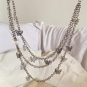 Cadena Corporal Metálica con Diseño de Mariposa, Plateada, de Tres Capas, Aleación de Zinc, Accesorio de Moda para Discoteca - Product Image 3