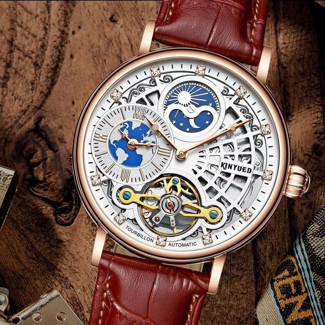 Fast Shipping Luxury Watch Moon Phase Fashion Design Tourbillon Automatic Mechanical Watch for Men