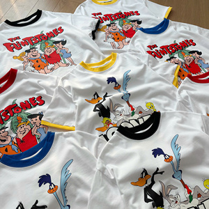 Camiseta unisex Oversize Fit 100% algodón manga corta cuello mixto y estampado de 2 vías de camisetas de algodón elástico Hombre - Product Image 4