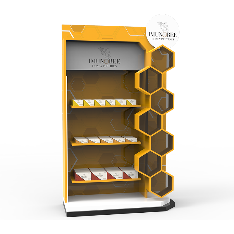 Apache Modern Honeycomb Shaped Skincare Metal Display Rack Customizable for Double-Sided Supermarket Shelves — view 4