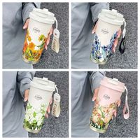 Tasse à café isotherme double paroi en acier inoxydable 316 Lily Valley, motif floral, gourde portable double usage pour l'extérieur