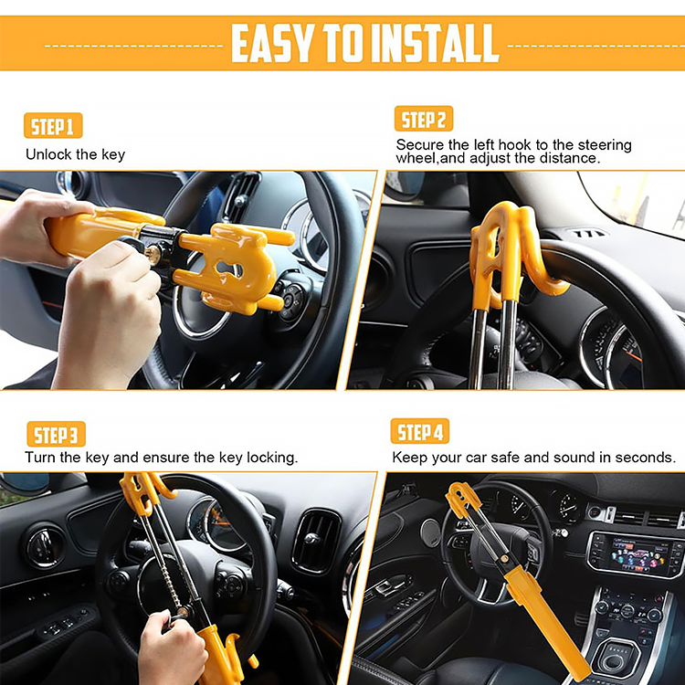 Xiangta Steering Wheel Lock - Universal Car Anti-Theft Security Device for SUV, Truck, Van