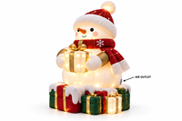 Bonhomme de neige gonflable de Noël avec éclairage LED et boîtes cadeaux, bonhomme de neige avec chapeau rouge et écharpe pour la décoration de jardin extérieur, pelouse, Noël, fêtes