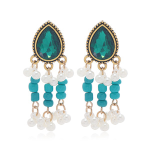 Custom Crystal <span class=keywords><strong>Avenue</strong></span> Mujeres Bohemian Turquesa Borlas Declaración Gargantilla Collar de Perlas Chapado en Oro Conjuntos de Joyas PARA LA Boda - Product Image 2