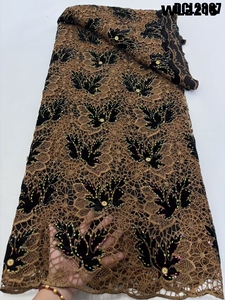 Tradizione africana all'ingrosso di moda tessuto di pizzo cristallo austriaco ricamo tessuto <span class=keywords><strong>Guipure</strong></span> per indumento Senegal e Mali - Product Image 4