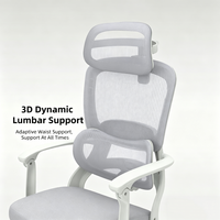 Chaise de bureau ergonomique pivotante en maille avec dossier haut, inclinaison à 165 degrés, support lombaire 3D et repose-pieds