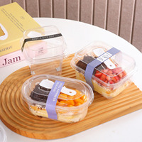 Boîtes à gâteaux en plastique transparent, boîtes à pâtisserie, boîtes à pain, boîtes à dessert jetables en PET, emballage pour gâteaux avec cuillère